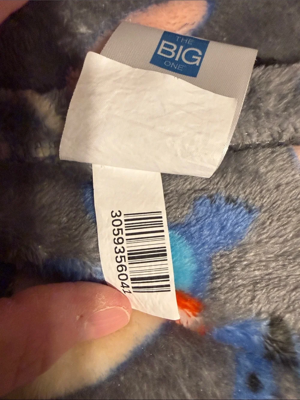 Disney Gray Plush Stitch Halloween Throw Blanket with Blue and Orange Accents